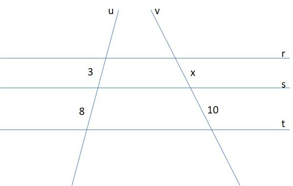 Exercício sobre retas paralelas cortadas por transversais.