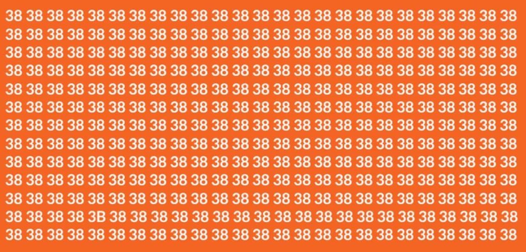 Desafio de QI: apenas 3% resolvem em 12 segundos; e você? Fundo laranja preenchido com repetição do número 38 em branco em diversas linhas e colunas.