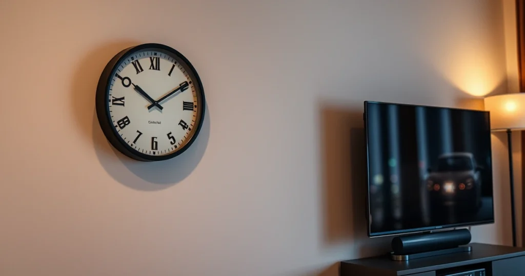relógio ao lado de televisão ligada indicando período de avaliação